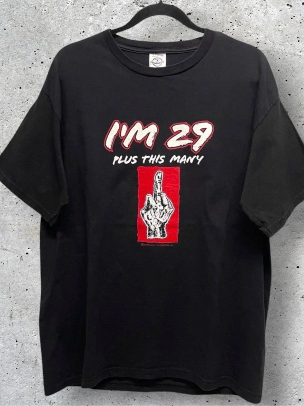 Vintage Y2K 2000 “I’m 29 Plus This Many” Middle Finger Funny Black T-Shirt // L